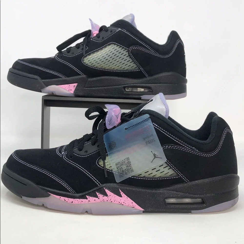 Air Jordan 5 Retro Low Dongdan DX4355-015 Black Pink Sneakers - Size 13